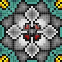 Glass Mosaic Repeating Pattern Module: Gray Flowers