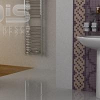 Glass Tiles Repeating Pattern: Purple Flowers - bathroom