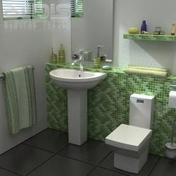 Glass Mosaic Repeating Pattern for Decorative Application: Green Tracery - bathroom