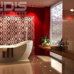 Glass Tiles Repeating Pattern: Red Path - bathroom