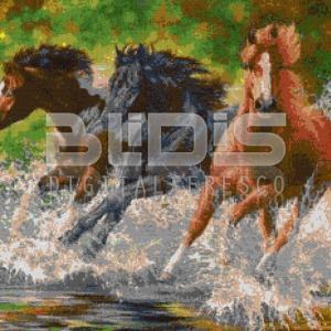 Glass Tile Mural: Running Horses