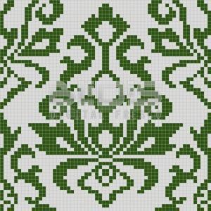 Glass Mosaic Repeating Pattern Module: Green Tribal