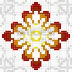 Glass Mosaic Repeating Pattern Module: Red Diamonds