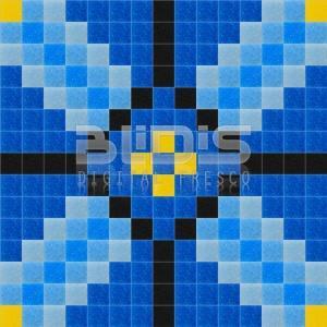 Glass Mosaic Repeating Pattern: Blue Tracery Xs - pattern