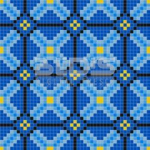 Glass Mosaic Repeating Pattern: Blue Tracery Xs - pattern