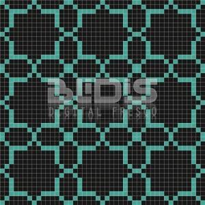 Glass Tiles Repeating Pattern for Decorative Facing: Blue Flowers - pattern tiled