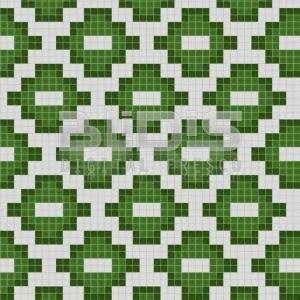 Glass Mosaic Repeating Pattern for Decorative Facing: Green Puzzle - pattern tiled